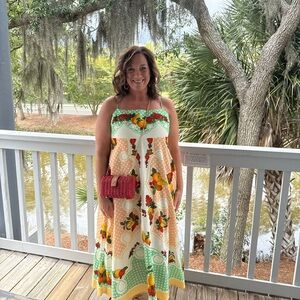 Caroline Constas Green and Cream fruit Dress